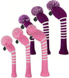 Knit Pom Pom Headcovers - Set of 3- pink set & purple set