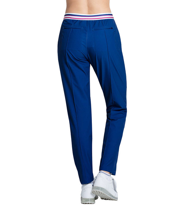 Lucky in Love Berry Sweet Women's Golf Pants in Blueberry- partial model back view