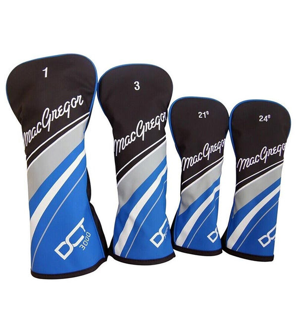 MacGregor Golf DCT3000  Premium Mens Golf Clubs Set - 4 headcovers in black grey, blue and white details