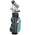 MacGregor Golf DCT3000 Premium Womens Golf Set – 10 clubs with Cart Bag in black & silver with aqua accents.