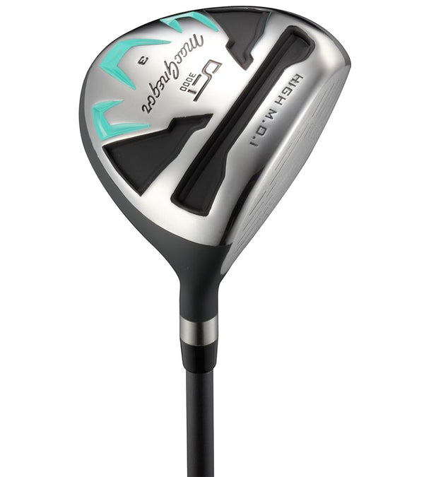 MacGregor Golf DCT3000 Premium Womens Golf Set – #3 fairway wood in  black, silver, with aqua accents.