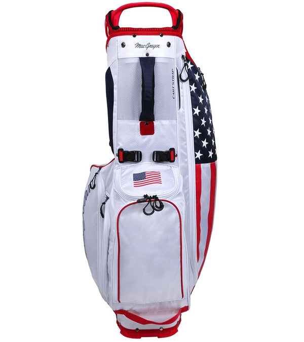 MacGregor Golf Deluxe Golf Stand Bag in a USA Stars and Stripes Flag design- upright view