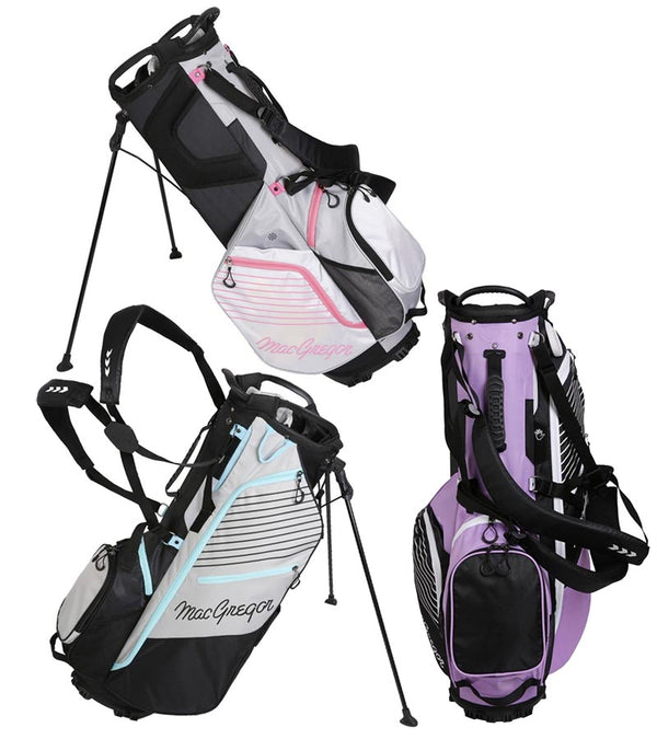 MacGregor Golf: Ladies VIP Stand Golf Bags in 3 color ways Black/Grey/Sky, Blue Grey/White/Pink , Lilac/Black and 3 views
