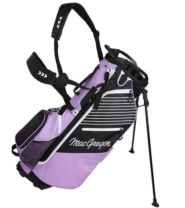 MacGregor Golf: Ladies VIP Stand Golf Bags in Lilac/Black- legs extended with dual strap harness