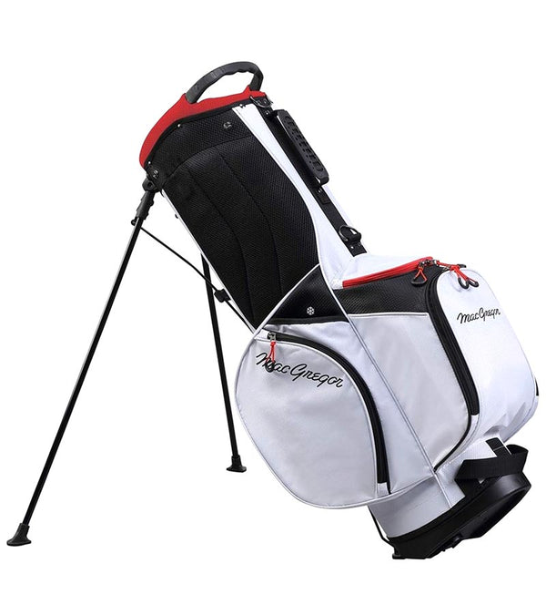 MacGregor Golf Response Golf Stand Bag  in white /red- legs extended side view 2