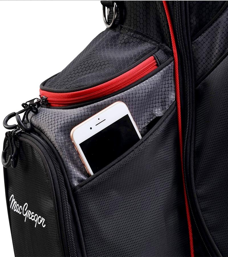 MacGregor Golf Response Golf Stand Bag  in black/red- details -phone slot pocket