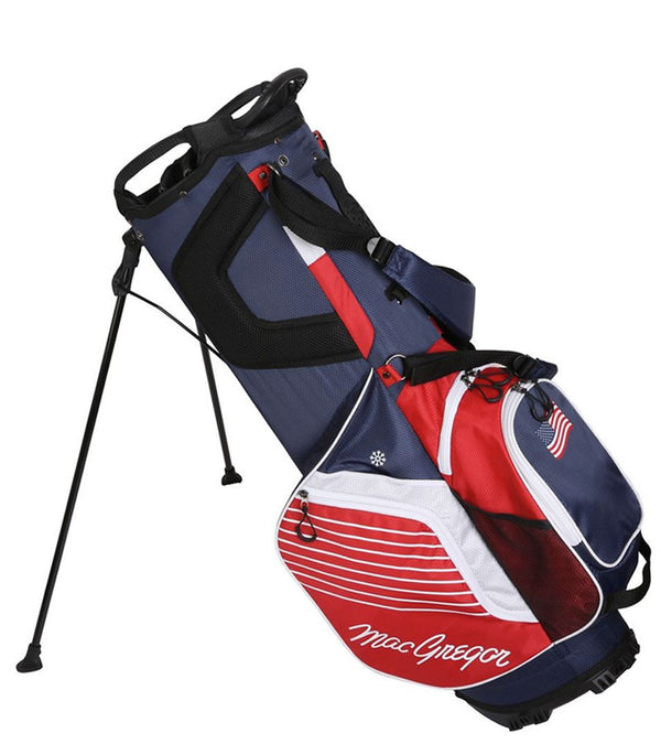 MacGregor Golf VIP 14 Divider Stand Carry Bag,  patriotic USA Flag design- legs extended 2nd view