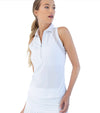 Inphorm Womens Neisha Classic Sleeveless Polo 3 quarter view in white