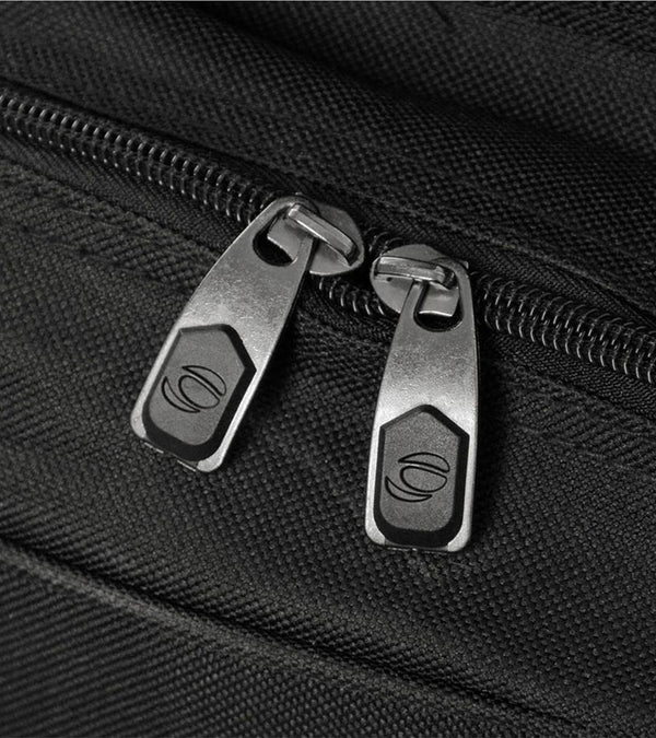 Orlimar 6.0 Deluxe Wheeled Golf Travel Cover in black - closeup detail of zippers