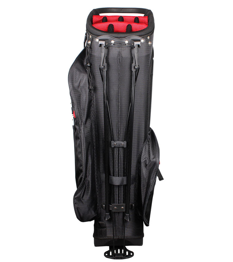 Orlimar SRX 14.9 Stand Golf Bag in Black with red detailing accents- legs folded