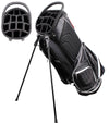 Orlimar SRX 14.9 Stand Golf Bag in Black with white details/ accents- legs extended with  close of top club divider.