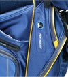 Orlimar SRX 14.9 Stand Golf Bag in Black with yellow detail/ accents- closeup of pockets & zippers.