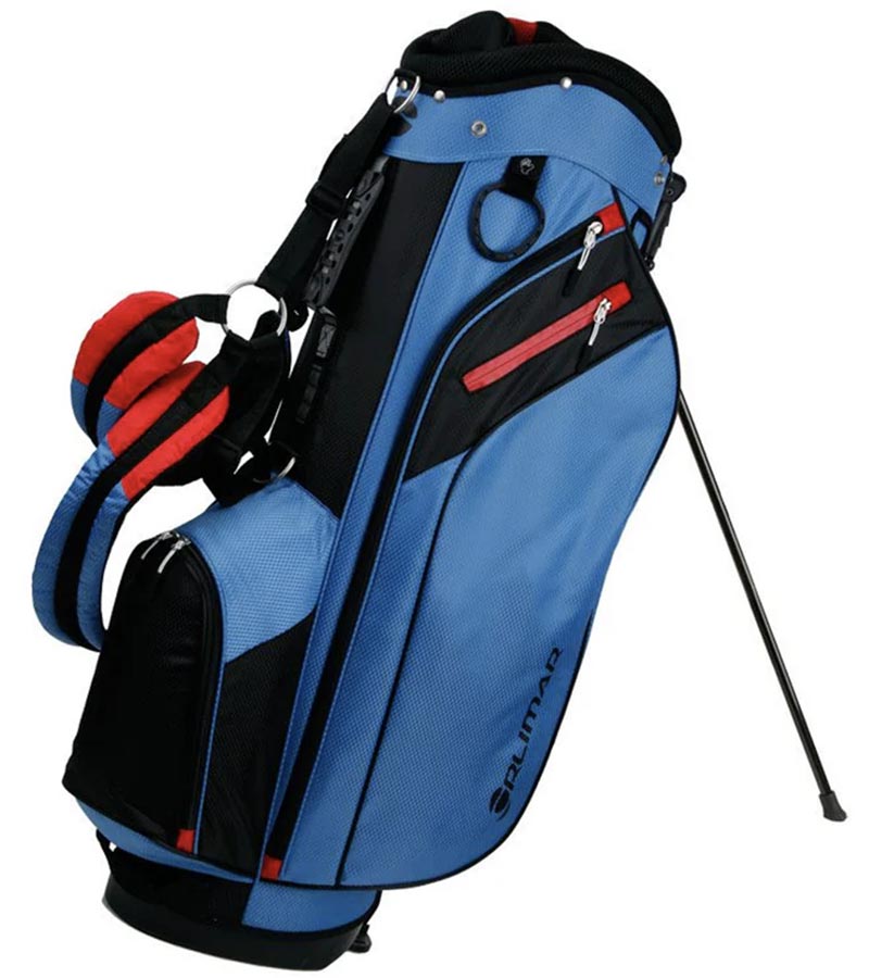 Orlimar SRX 7.4 Stand Golf Bag in Navy with legs extended.