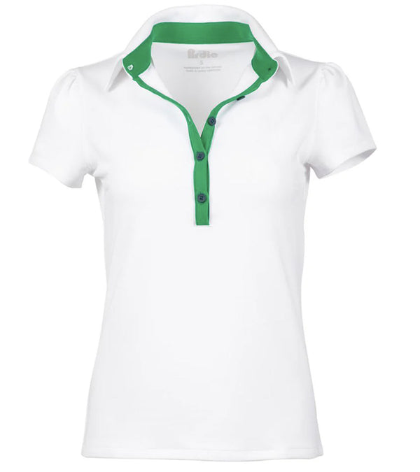 Pirdie June Daly Womens Golf Polo -front view in white