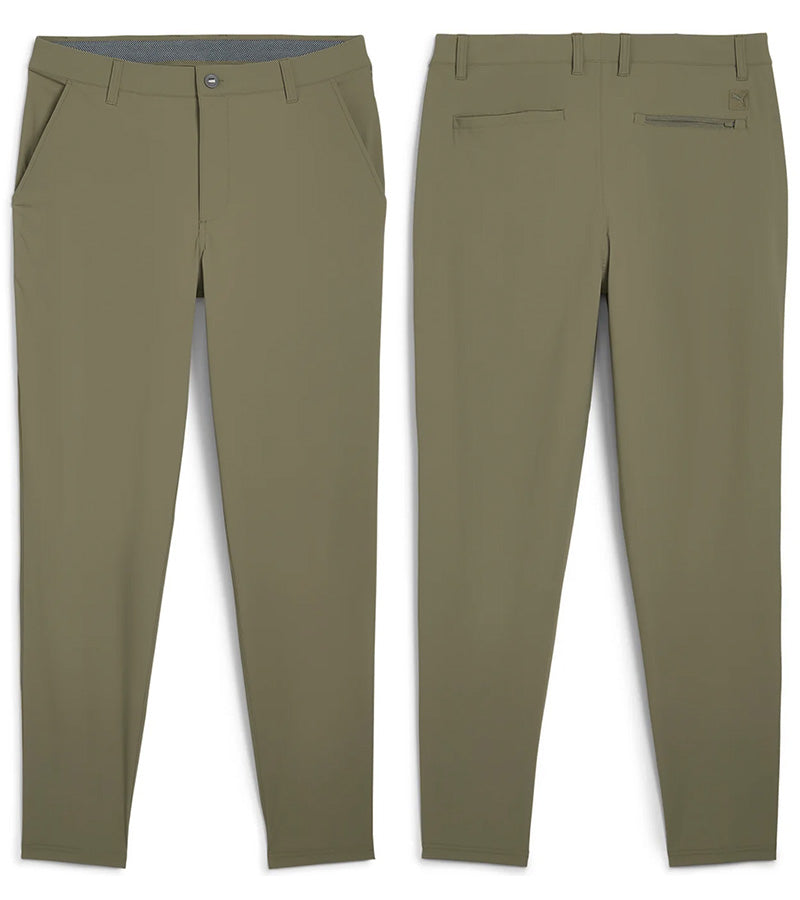 Puma 101 EVO Mens Golf Pants  in Dark Sage - front & back pant views