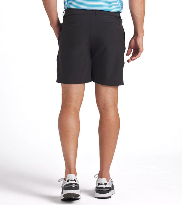 Puma 101 Solid Mens Golf Shorts with  7" inseam in Puma Black - partial model back view