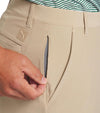 Puma 101 Solid Men’s Golf Shorts Inseam 7" or 9"  in Prairie Tan - closeup of side pocket detail with zipper