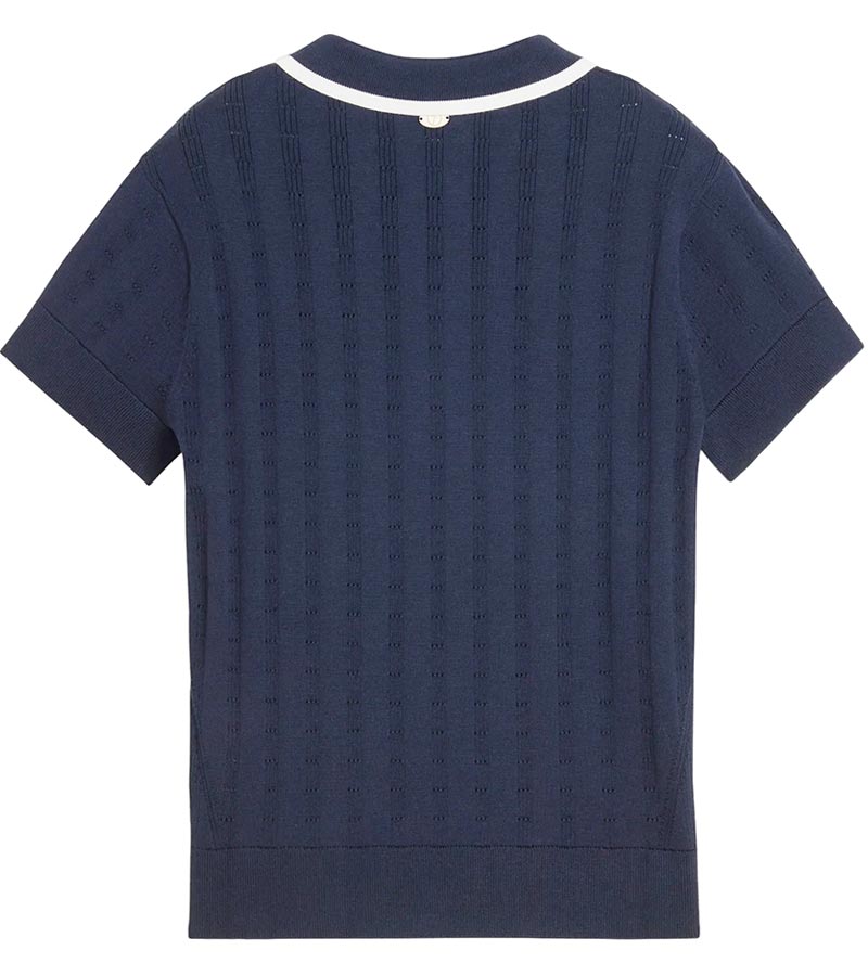 Puma AP Pointelle Women’s Golf Polo in deep navy - back view