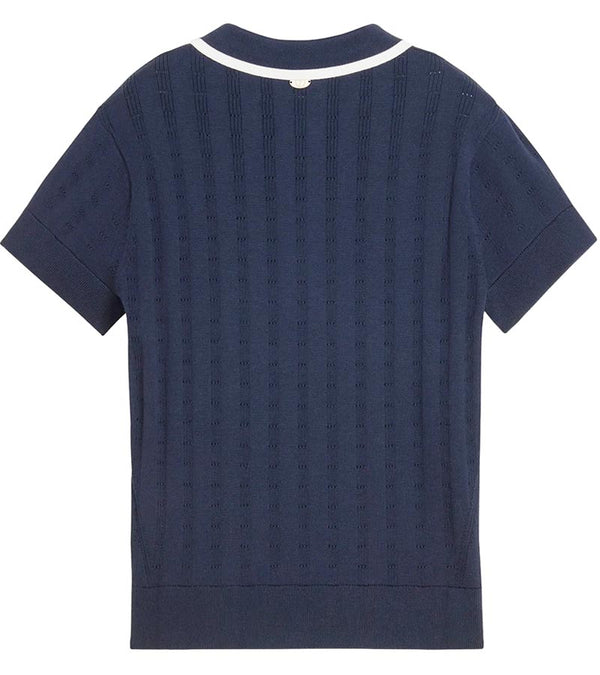 Puma AP Pointelle Women’s Golf Polo in deep navy - back view