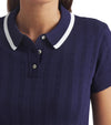 Puma AP Pointelle Women’s Golf Polo in deep navy - close up collar 