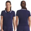 Puma AP Pointelle Women’s Golf Polo in deep navy - partial model front and back views