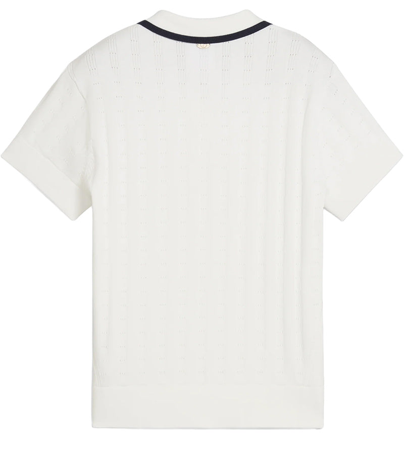 Puma AP Pointelle Women’s Golf Polo in warm white - back view