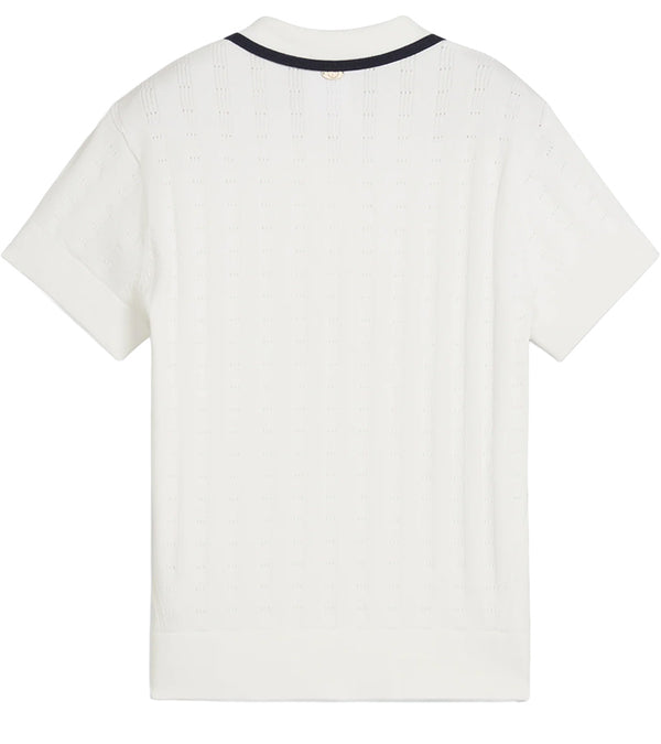 Puma AP Pointelle Women’s Golf Polo in warm white - back view