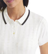 Puma AP Pointelle Women’s Golf Polo in warm white - closeup of collar