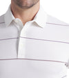 Puma AP Rugby Stripe Mens Golf Polo in Warm White- closeup of collar