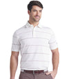 Puma AP Rugby Stripe Mens Golf Polo in Warm White- partial model front view