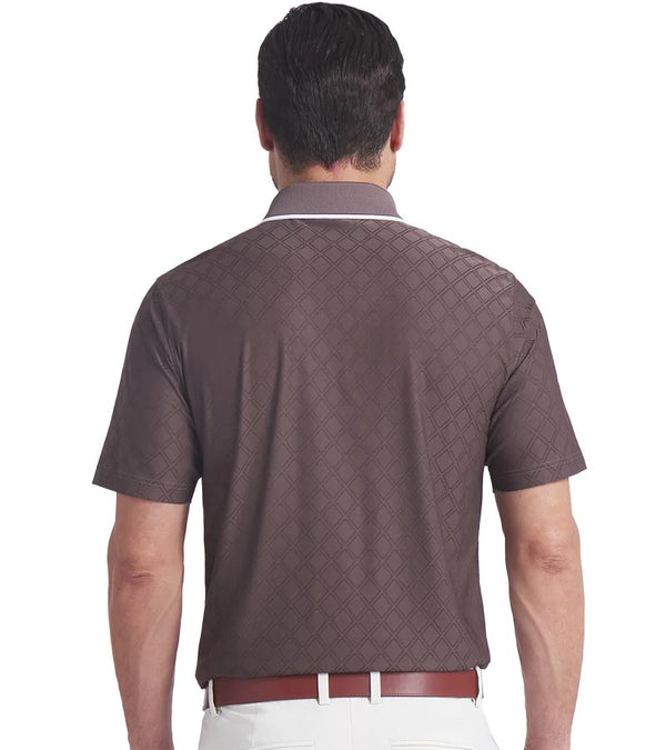 Puma AP Tipped Jacquard Mens Golf Polo in Flat Bronze - partial model back 
