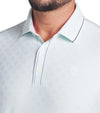 Puma AP Tipped Jacquard Mens Golf Polo in Peaceful Blue - closeup of collar
