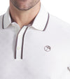 Puma AP Tipped Jacquard Mens Golf Polo in Warm White - closeup collar