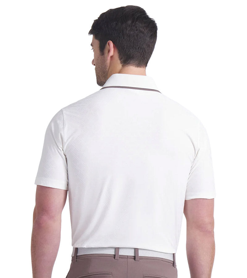 Puma AP Tipped Jacquard Mens Golf Polo in Warm White - partial model back