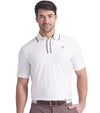 Puma AP Tipped Jacquard Mens Golf Polo in Warm White - partial model front 