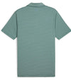 Puma Mens MATTR Bay Golf Polo backin Vine / Zen Blue with simple thin stripes in different colors and logo at top.