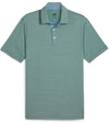 Puma Mens MATTR Bay Golf Polo front in Vine / Zen Blue with simple thin stripes in different colors and contrast button placket lining at the collar.