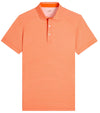 Puma Mens MATTR Bay Golf Polo Front in White Glow / Rickie Orange with simple thin stripes in different colors and contrast button placket lining at the collar.