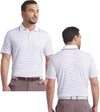 Puma Mens MATTR Elevated Stripe Golf Polo in  Alpine Snow / Deep Navy  - partial model front and back views
