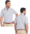 Puma Mens MATTR Elevated Stripe Golf Polo in  Dark Myrtle/ Deep Navy - partial model front and back views
