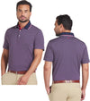 Puma Mens MATTR Elevated Stripe Golf Polo in Deep Navy / Dark Crimson - partial model front and back views