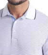 Puma MATTR Elevated Stripe Mens Golf Polo Shirt in Haute Tropic / Deep Navy-  closeup of collar