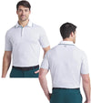 Puma Mens MATTR Elevated Stripe Golf Polo in  Light Moss / Green Terrain  - partial model front and back views