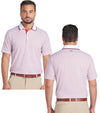 Puma Mens MATTR Elevated Stripe Golf Polo in  Red Fire / Deep Navy  - partial model front and back views