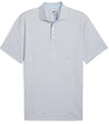 Puma Mens MATTR Pup Golf Polo Shirt Front in White Glow / Silver Mist with a tiny set pattern of stylized pups.