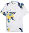 Puma Mens MATTR Terrance Golf Polo Shirt back in Silver Sky with a widely spaced group of tropical flowers & leaves on a small set geometric white on white background.