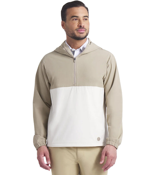 Puma Ripguard Anorak Pullover Mens Golf Jacket  in lce Coffee -partial model front view