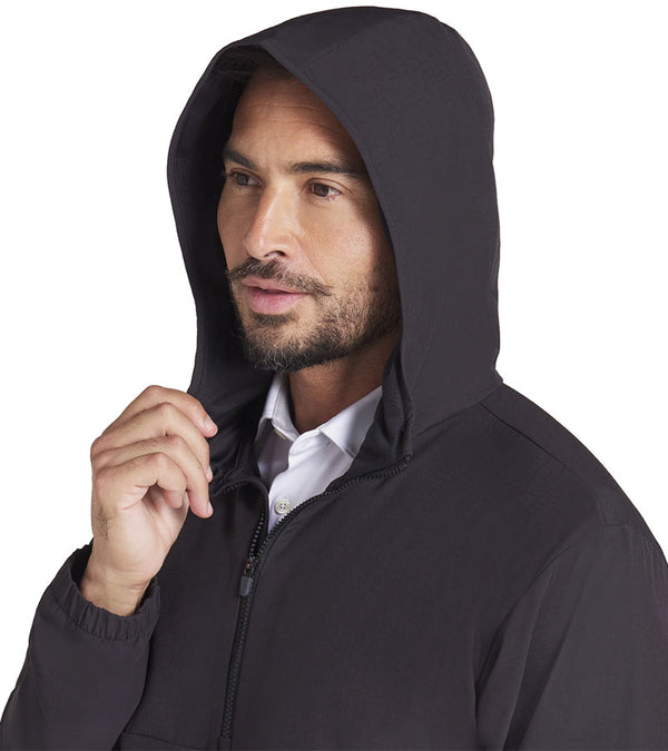 Puma Ripguard Anorak Pullover Mens Golf Jacket  in Puma Black-partial model closeup of hood