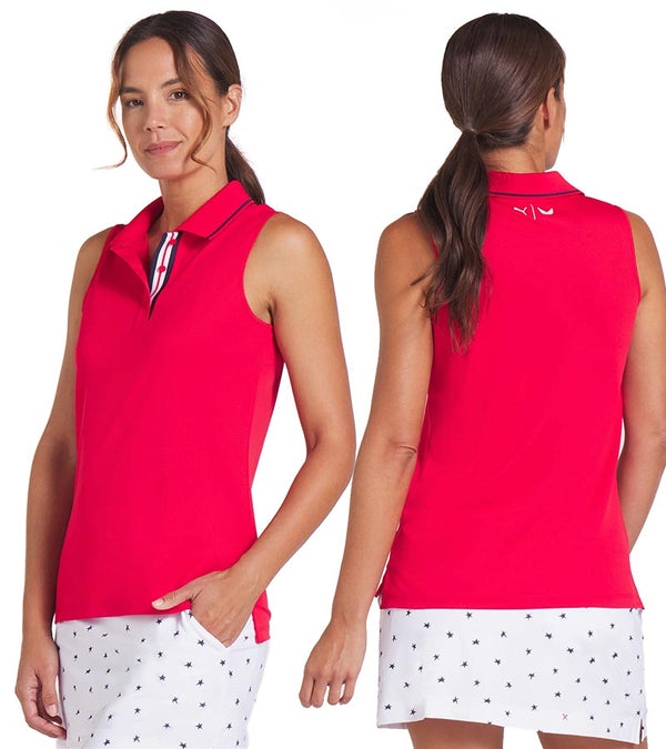 Puma Volition Tipped Sleeveless Womens Golf Polo Shirt