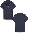 Puma Womens CLOUDSPUN Piped Golf Polo Shirt / Short Sleeve - front & back in solid Deep Navy. With a classic collar, the golf shirt’s standout feature is its piped detailing at the V neckline adding a touch of sophistication to the overall design.
